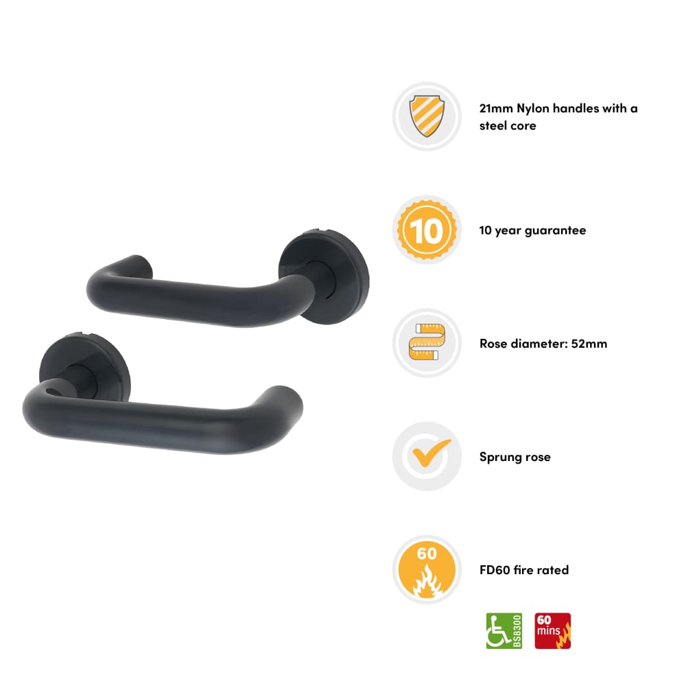 Hoppe Paris AR600/20 Nylon Steel Core Safety Door Handle on Rose - Anthracite Grey