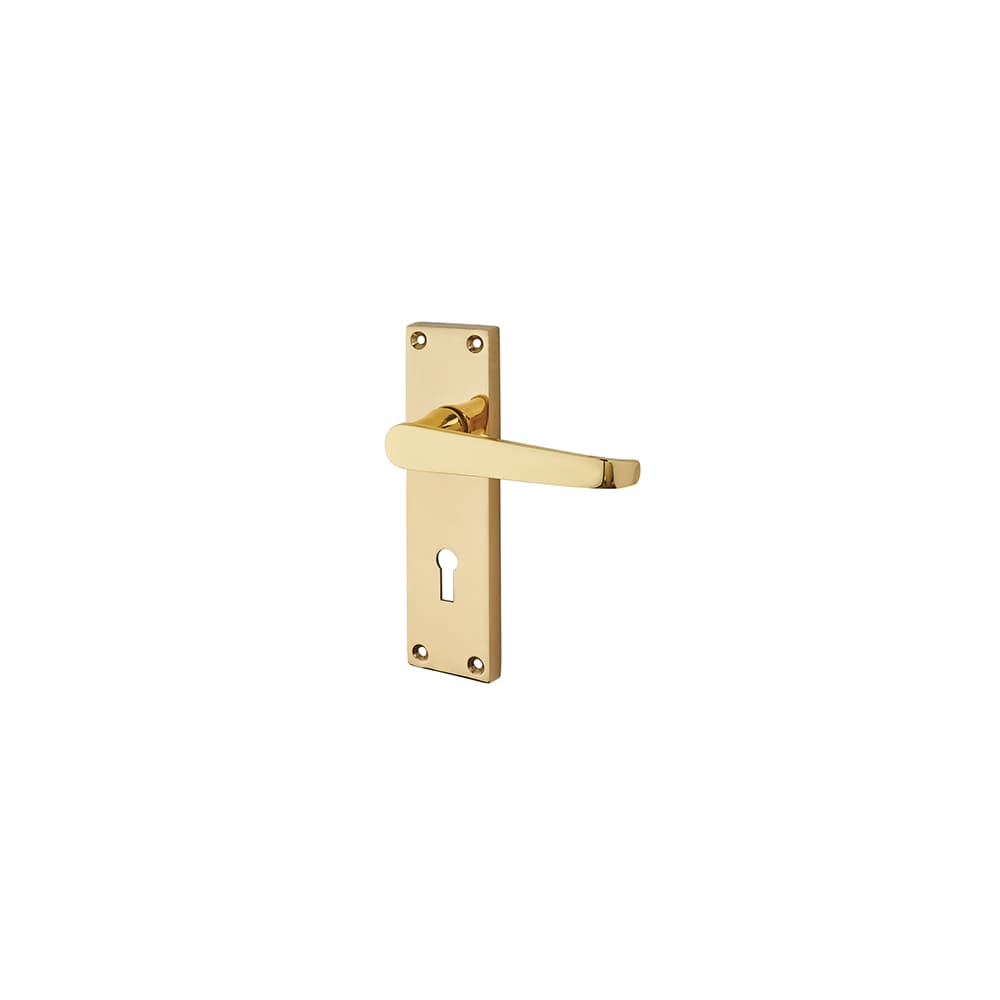 Touchpoint Mia Budget Straight Lock Door Handle - Keyhole - 153 x 42mm - Polished Brass