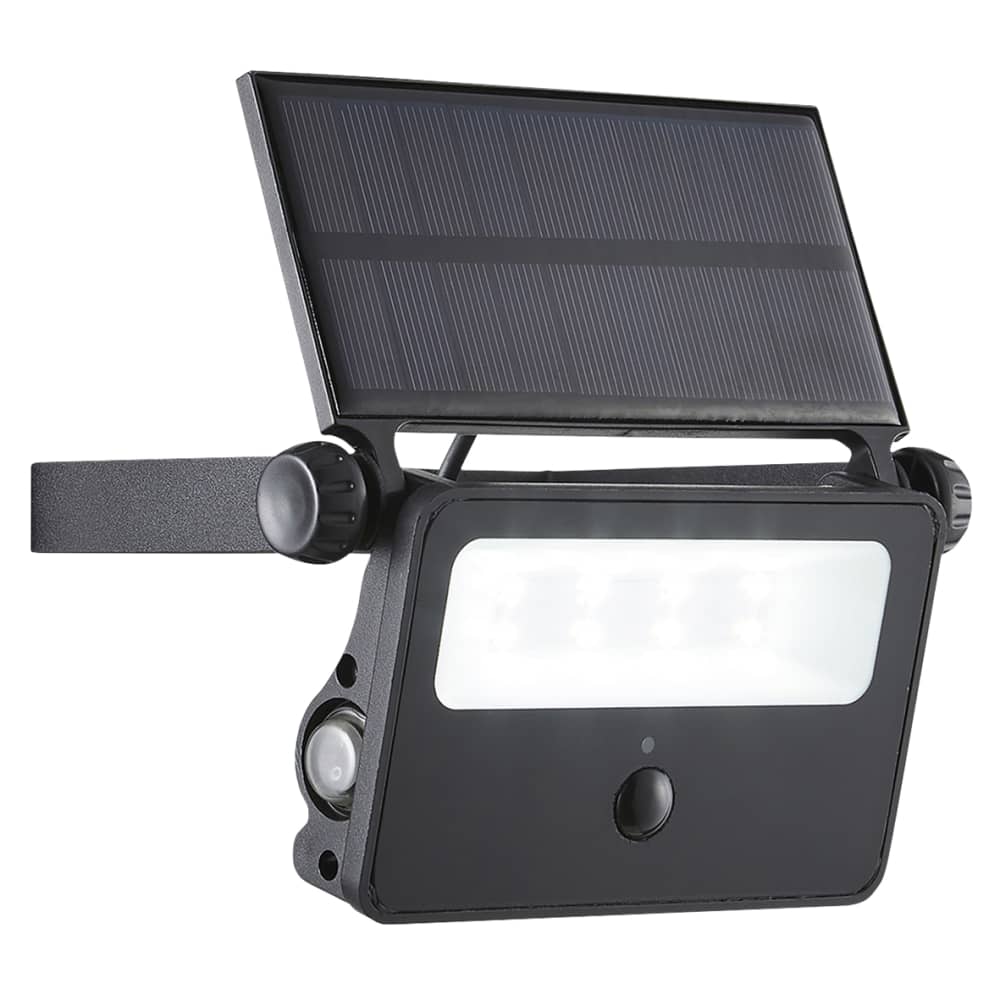 Forum Zink 2W LED Solar Powered Security Floodlight with PIR - 6000K Daylight - Black