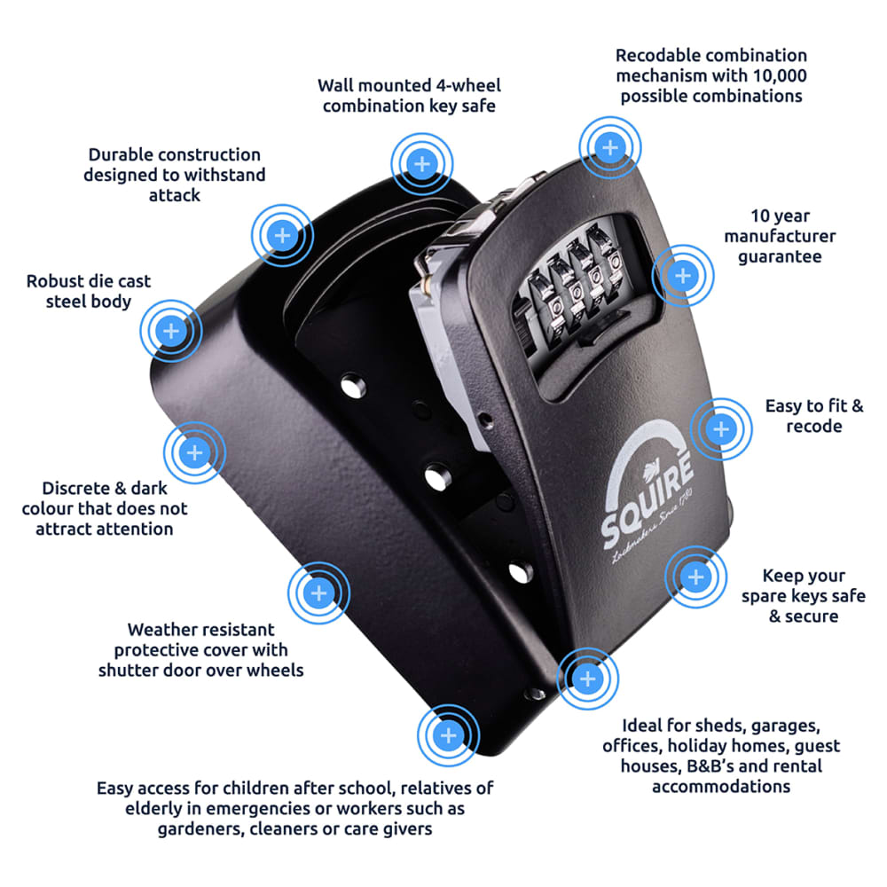 Squire Combi Key Safe - 125 x 85 x 35mm - Black
