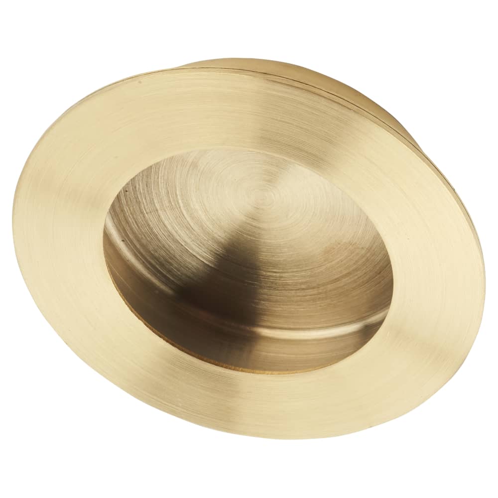Altro Circular Flush Cabinet Pull Handle - 65mm Diameter - PVD Satin Brass