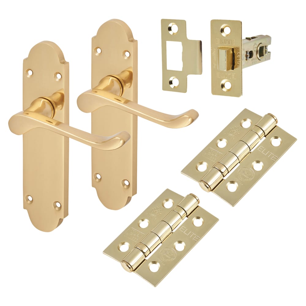 Touchpoint Victorian Summer Latch Door Handle Kit - Polished Brass