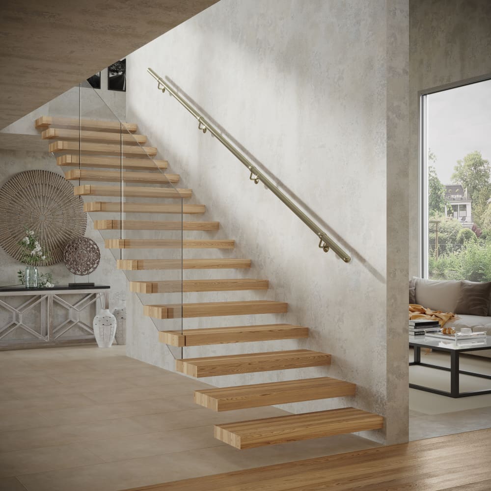 Rothley 40mm Handrail Banister Staircase Rail Support Kit - 3600mm Length - Antique Brass