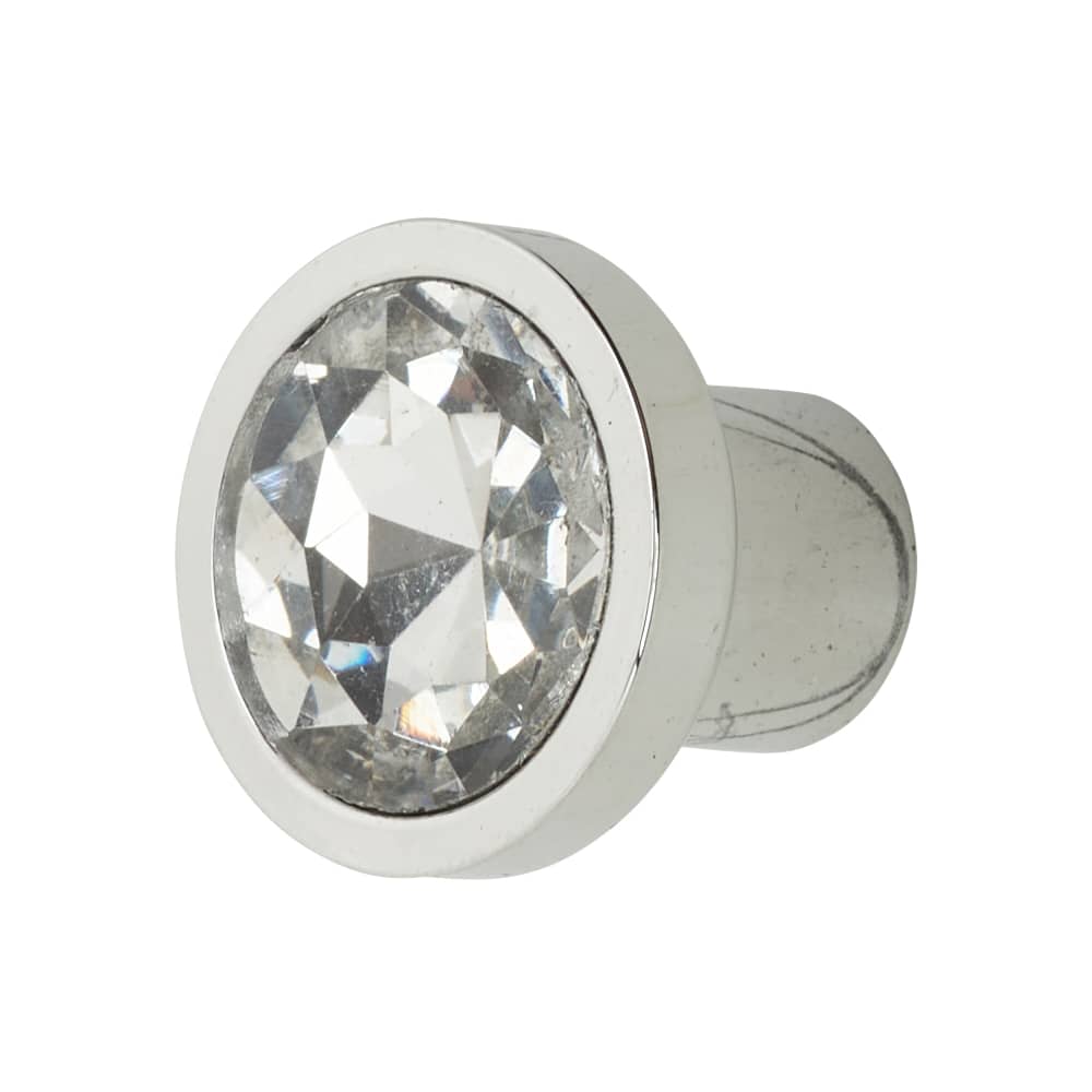 Altro Flat Crystal Glass Cabinet Knob - 21mm Diameter - Polished Chrome