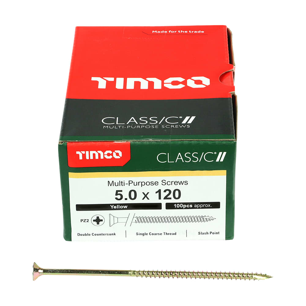 Timco Pozi Countersunk Wood Screws – 6mm X 120mm – Yellow Zinc – Multiple Pack Sizes