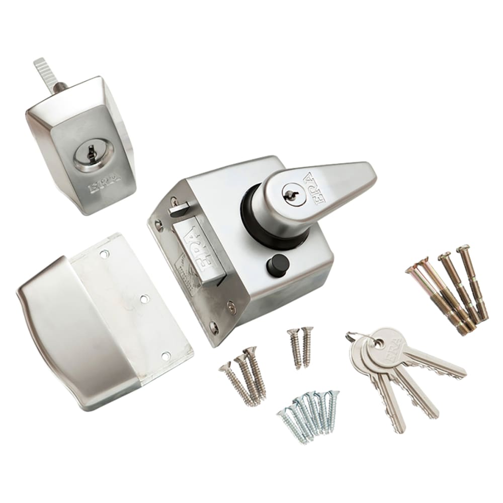 ERA BS3621:2007 Double Locking Nightlatch - 60mm Backset - Satin Chrome Case/Cylinder