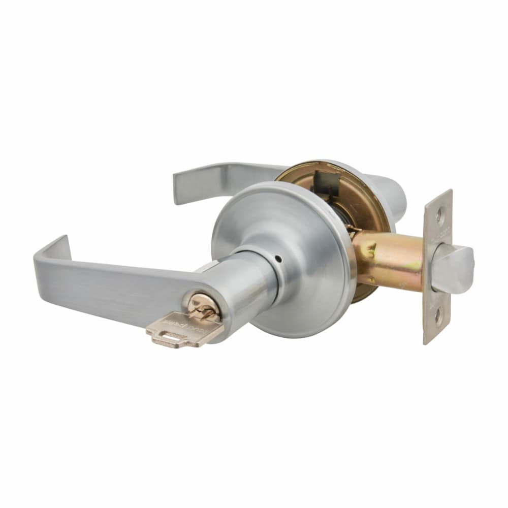 Altro Return to Door Hotel Door Handle on Rose Set - Entrance - Satin Chrome