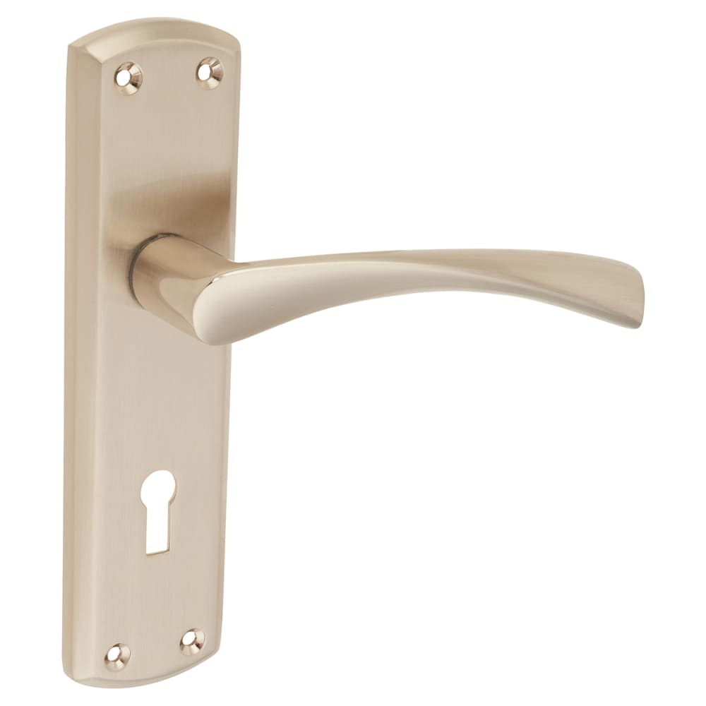 Touchpoint Monza Lock Door Handle - Keyhole - 175 x 45mm - Satin Nickel