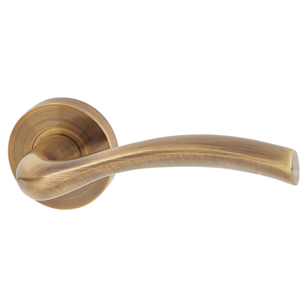 Jigtech Solar Latch Door Handle on Rose Kit - Passage - Antique Brass