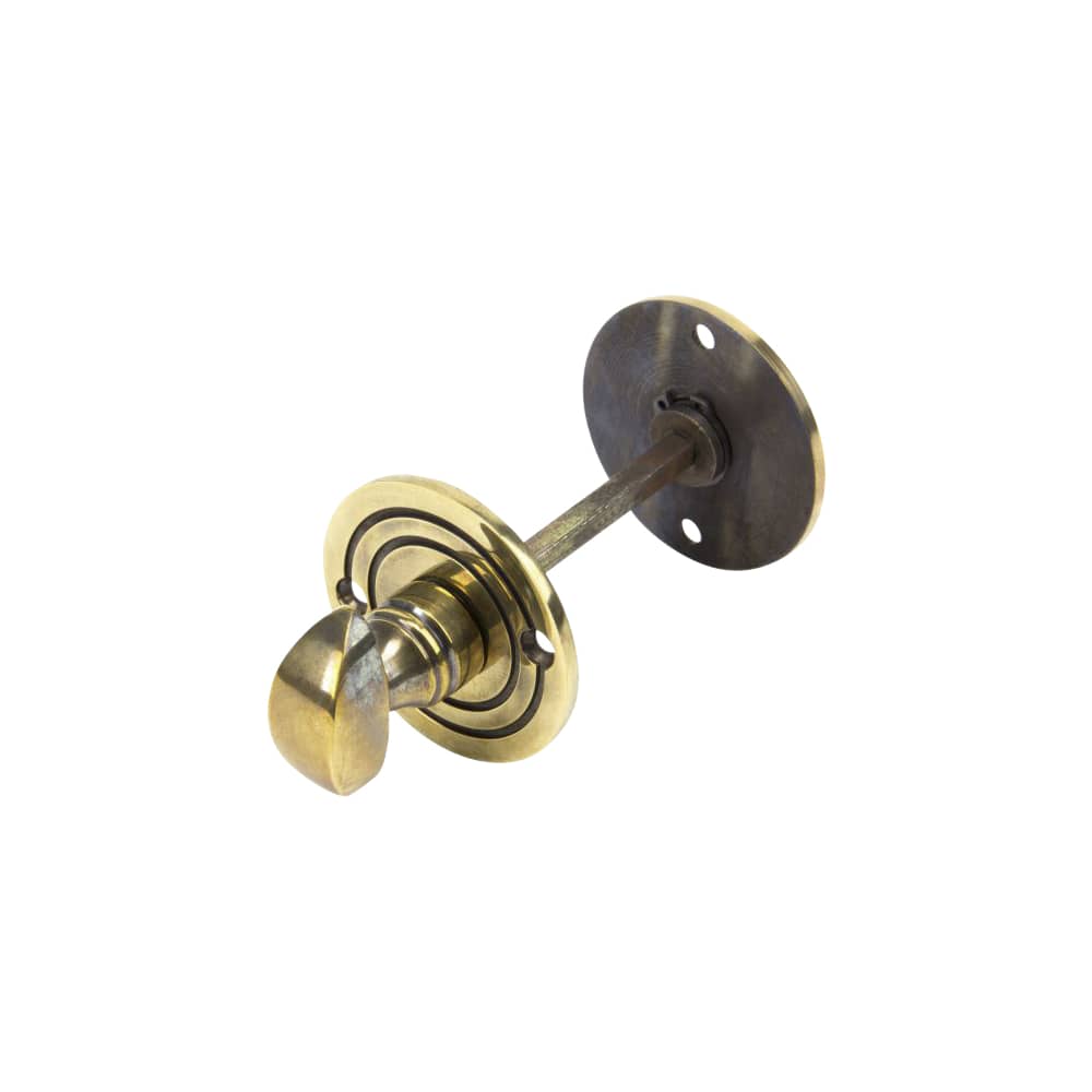 From The Anvil Reeded Bathroom Turn & Release - 50mm Diameter - Aged Brass