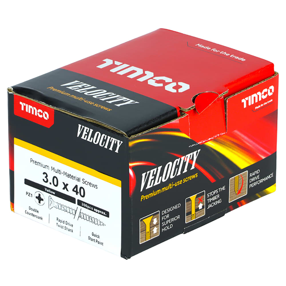 TIMCO Velocity Woodscrew - 3.0 x 40mm - Pack of 200 | IronmongeryDirect ...