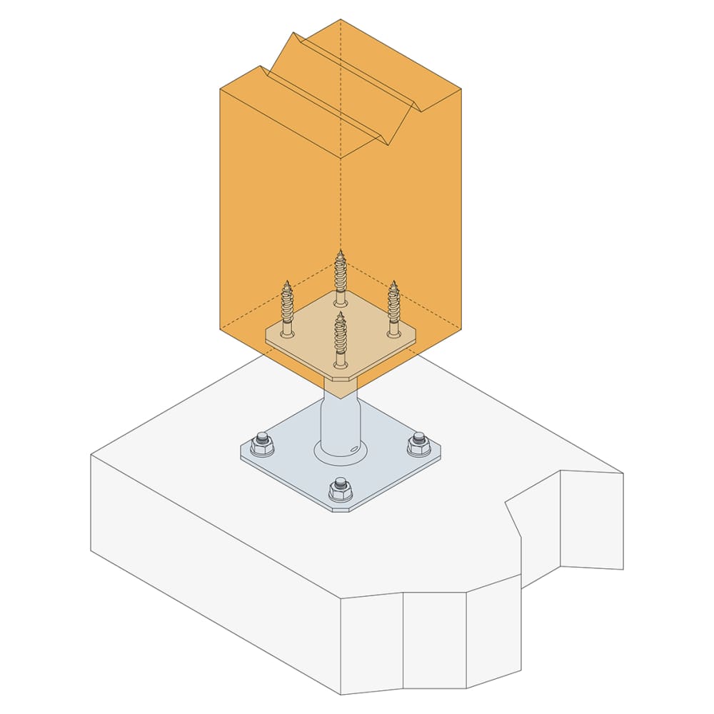 Simpson Strong Tie APB Adjustable Elevated Post Base for 100-200mm Posts - 100-150mm Height