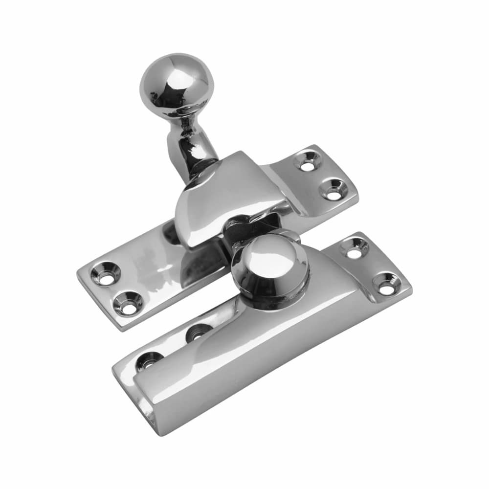 Hampstead Quadrant Arm Sash Fastener - 69 x 23mm - Polished Chrome