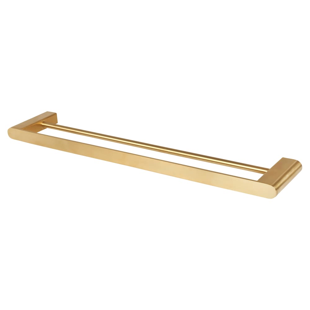 Altro Designer Double Round Towel Rail - 600 x 115 x 26mm - PVD Satin Brass