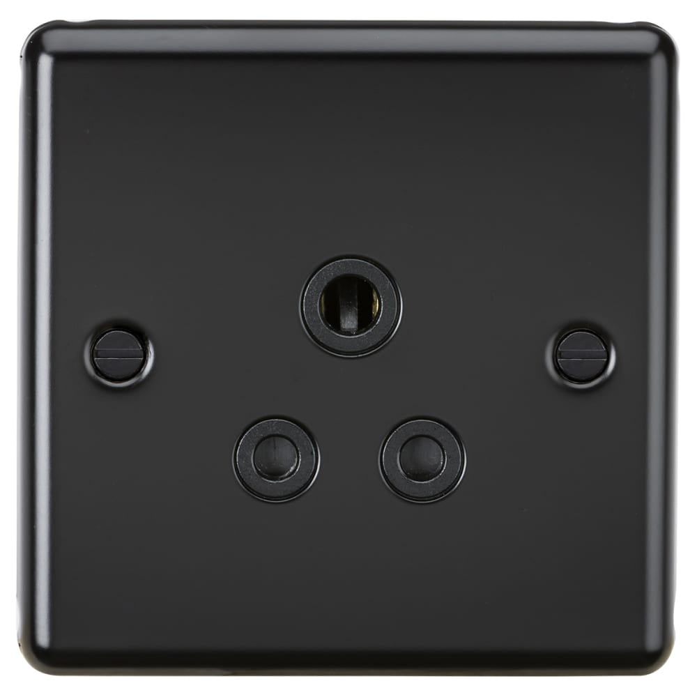 Round Display Socket Knightsbridge 5A Round Edge Unswitched Round Pin Socket - Matt Black ...