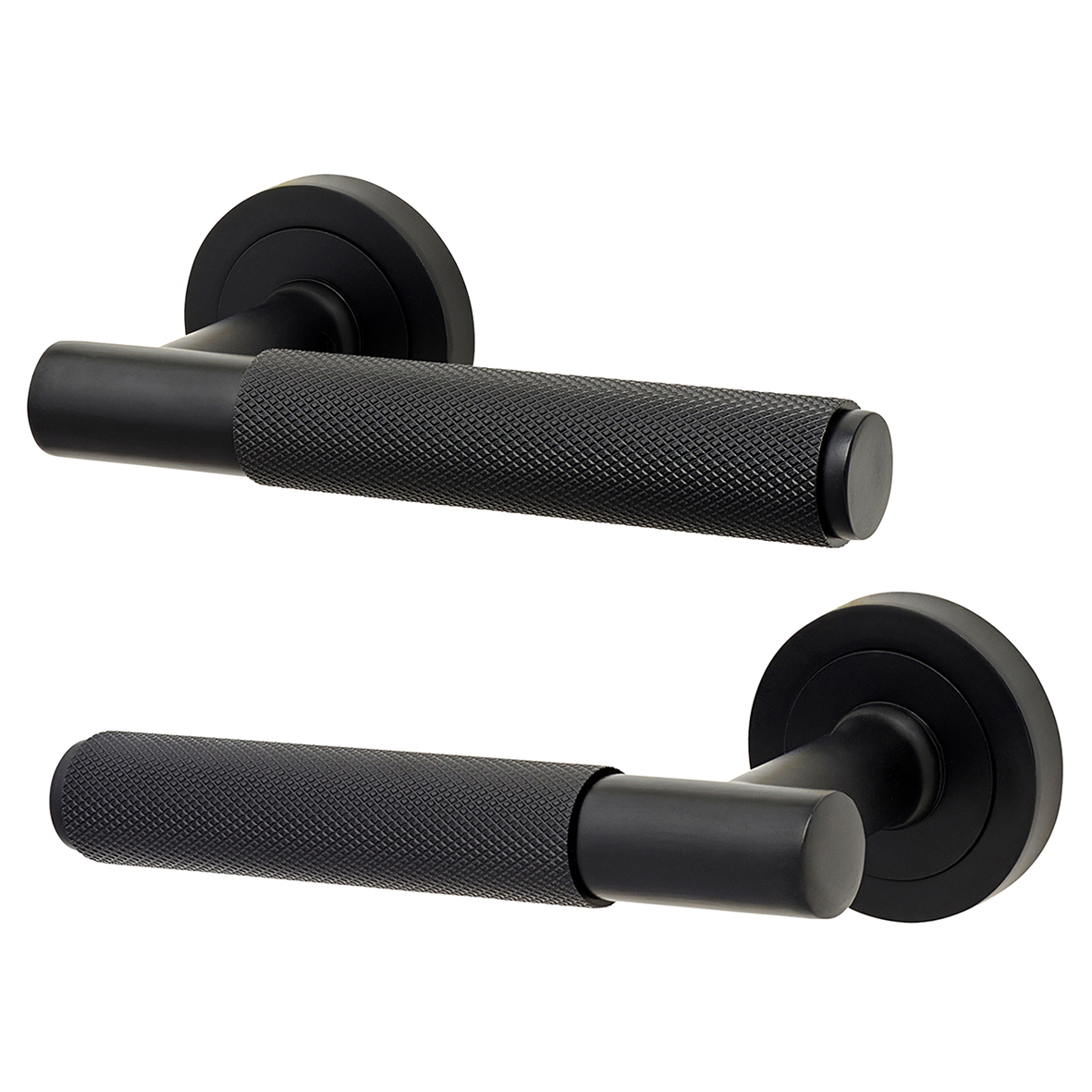 Hampstead Knurled Lever Door Handle on Rose Matt Black/Satin Brass/Nickel eBay