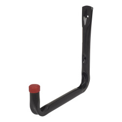 Rothley Tubular Garage and Shed Storage Hook with Red Vinyl Cap - 260mm Depth - Black & Red