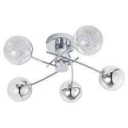 Forum Spa Rhodes 24W 5 Light LED Semi Flush Ceiling Light - 1,400 lumens - 4000K - Polished Chrome