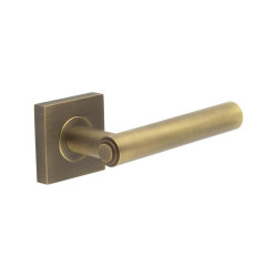 Burlington by Frelan Antique Brass Fire Rated Door Handles on Square Rose - Richmond Range