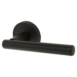 Touchpoint Matt Black Door Handles on Round Rose - Ella Range