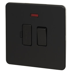 Knightsbridge 13A 1 Gang Screwless Flat Plate Switched Fused Spur with Neon - Matt Black