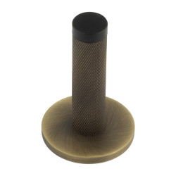 Burlington by Frelan Knurled Projection Door Stop on Plain Rose - 76mm Projection - Antique Brass