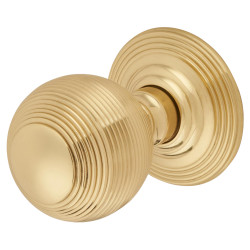 Hampstead Polished Brass Beehive Mortice Door Knob - 60mm Rose Diameter