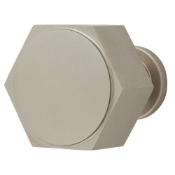 Alexander & Wilks Vesper Hex Cabinet Knob - 33mm Diameter - Satin Nickel