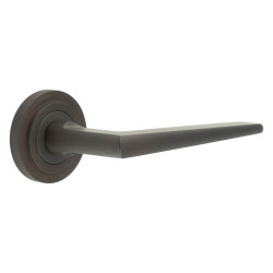 Burlington by Frelan Dark Bronze Fire Rated Door Handles on Round Stepped Rose - Mayfair Range
