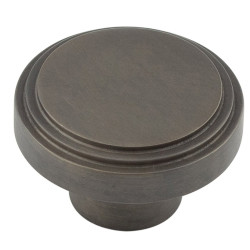 Hoxton by Frelan Cropley Stepped Round Cabinet Knob - 40mm Diameter - Dark Bronze