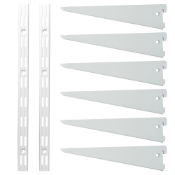 Altro Twin Slot Shelving Kit - 2 x 1000mm Shelf Wall Uprights & 6 x 270mm Shelf Brackets - White