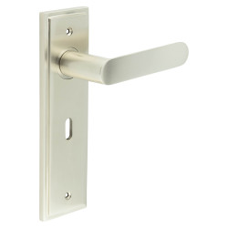 Burlington by Frelan Satin Nickel Fire Rated Lock Door Handles - Kensington - 200 x 55mm