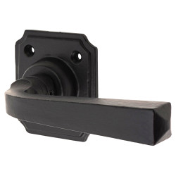 Olde Forge Smooth Black Door Handles on Square Rose - Avon Range