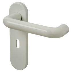 Hoppe AR600/22 Diamond White Nylon Steel Core Safety Keyhole Lock Door Handles - Paris Range