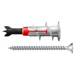 Fischer Duoblade Plug & Screws for Plasterboard - 8 x 44mm - Red & Grey - Pack of 20