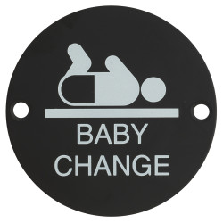 Altro Baby Change Door Sign - 75mm Diameter - Matt Black