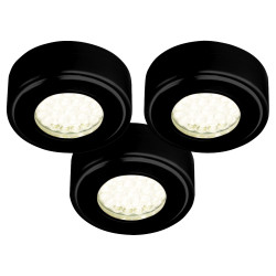 Forum Culina Laghetto 1.5W LED Round Cabinet Downlight - IP44 - 4000K - Matt Black - Pack of 3