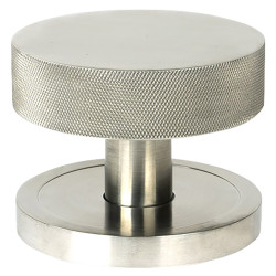 From The Anvil Brompton Round Knurled Centre Door Knob - 90mm Rose - Satin Stainless Steel