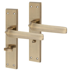Altro Antique Brass Bathroom Door Handles - Norley Range - 200 x 42mm