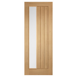 LPD Mexicano 1 Light Offset Clear Glazed Pre-Finished Solid Internal Door - 1981 x 838 x 35mm - Oak