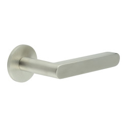 CRES by Frelan Satin Stainless Steel Sprung Fire Rated Door Handles on Round Rose - CR-101 Range
