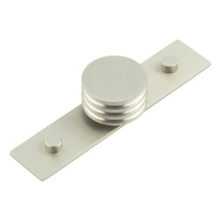 Hoxton by Frelan Sturt Grooved Round Cabinet Knob on Plain Backplate - 40mm Diameter - Satin Nickel