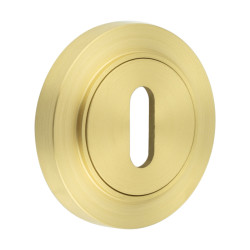 Burlington BUR60 by Frelan Escutcheon on Plain Rose - 53mm Diameter - Keyhole - Satin Brass