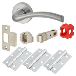 Jigtech Satin Chrome Latch Door Handles on Rose Pack - Passage - Solar Range