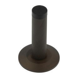 Burlington by Frelan Knurled Projection Door Stop on Chamfered Rose - 76mm Projection - Dark Bronze