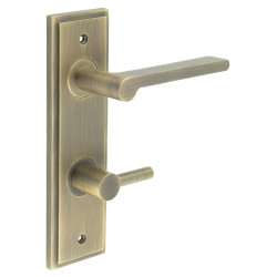 Burlington by Frelan Antique Brass Fire Rated DIN Bathroom Door Handles - Fitzrovia - Inner 3 - 200 x 55mm