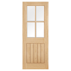 LPD Belize 4 Light Clear Bevelled Glazed Unfinished Solid Internal Door - 1981 x 838 x 35mm - Oak