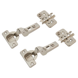 Blum CLIP Cabinet Hinge Pack with 0mm Mounting Plates - 100° - Sprung - Inset - Zinc Plated - Pair