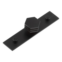 Hoxton by Frelan Nile Hex Cabinet Knob on Plain Backplate - 30mm Diameter - Black