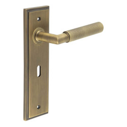 Burlington by Frelan Antique Brass Fire Rated Keyhole Lock Door Handles - Piccadilly - 200 x 55mm